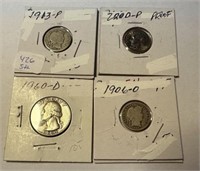 Barber, Roosevelt Dime, Quarter