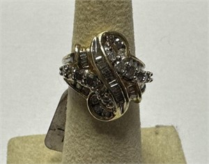 Stamped/Tested 14K Gold Diamond Waterfall Cluster