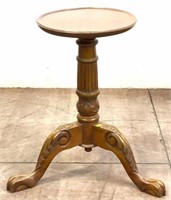 Chippendale Influenced Carved Wood Pedestal Table