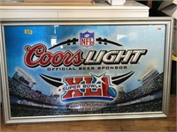 NFL 2007 Coors Light Super Bowl Framed Glass Sign