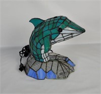 Stained Glass Dolphin 9" Table Lamp