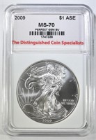 2009 AMERICAN SILVER EAGLE, TDCS PERFECT GEM BU