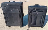 Lot Of 2 Black Rolling Suitcases