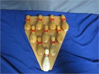 Unique Vintage 1970's Wooden Bowling Pin Display