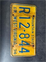 1974 WEST VIRGINIA LICENSE PLATE #R12844