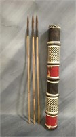 3 vtg iron tip bamboo throwing sticks