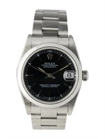 Rolex Datejust Black Dial Auto Ss Watch 31mm