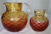 Antique Diamond Quilted Pattern  Amberina Jugs