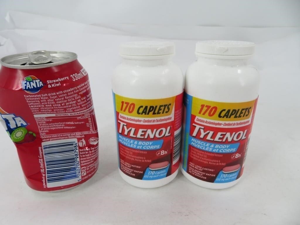 2 bouteilles de comprimés Tylenol