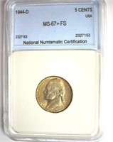 1944-D Nickel NNC MS-67+ FS LISTS FOR $475