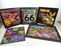 Lot of 5 Holographic Auto Car Related Wall Art