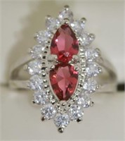 Ruby Dinner Ring with White Topaz Accents