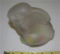 5" Tall Frosted Glass Bunny Rabbit Candy Container