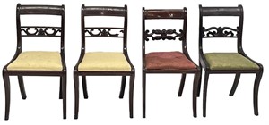 ASSEMBLED SET OF 4 KLISMOS CHAIRS C. 1815, CARVED