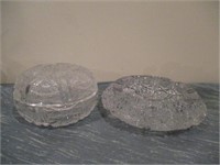 crystal ashtray and lidded dish