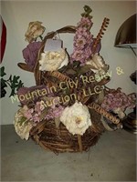 Basket with Silk Flower Arrangement