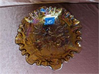 Imperial Glass Marigold Open Rose Footed Bowl