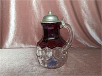 Vintage Clear Glass Cranberry Syrup Dispenser