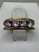 Antique 10K Fine Purple Sapphire & Topaz Ring