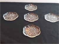 5pc Dogwood Blossom Clear Glass Coasters