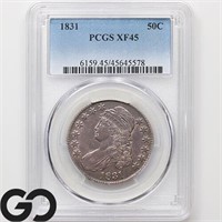 1831 Capped Bust Half Dollar, PCGS XF45 Guide: 285