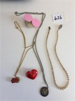 NOVELTY PINS PEARL NECKLACE CHAIN PENDANT