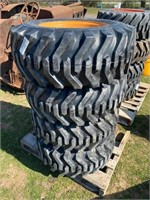 (4) 12.5 x 16.5 Yellow Skid Steer Tires/Whls (New)