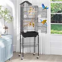YITAHOME 62 Metal Bird Cage  Black  Rolling Stand