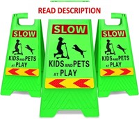 KURPHOYIN Kids at Play Sign 3 Packs Caution Slow D