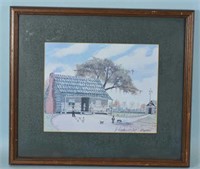 Farm House Lithograph  in Frame  J Cyphers  56/850
