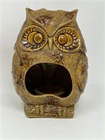 Vintage Stoneware Owl Candle Lantern 1970s