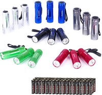 18-Pack Mini Aluminum LED Flashlight Set Keychain