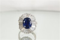14kt Diamond Oval Sapphire with GIA