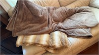 Pair of Soft Plush Faux Fur Throw Blankets