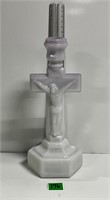 Gorgeous Vtg Milk Glass to Lavender Crucifix 10”