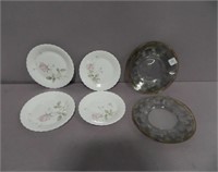 Five Mikasa April Rose Plates and Four Plates