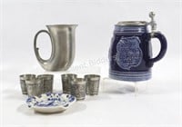 Pewter W. Germany, Cups, Horn & Tankard