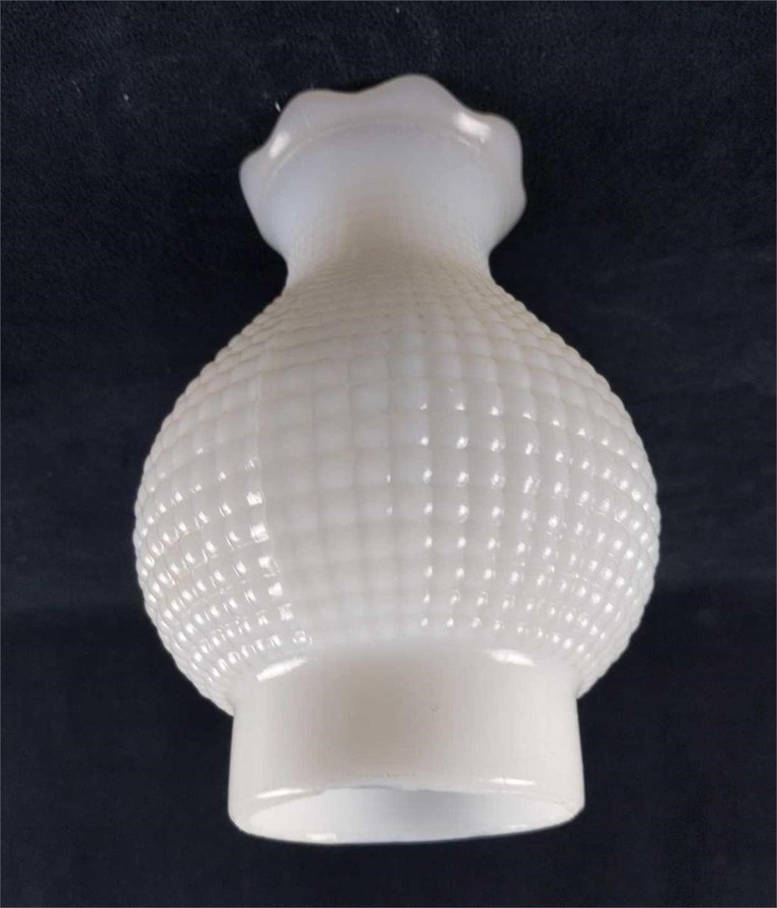 Vintage Hobnail Milk Glass Ruffle Hurricane Shade