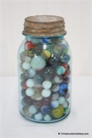Jar of Vintage & Collectible Marbles