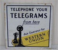 Vintage Western Union Telephone Telegram Sign