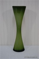 Vintage Olive Green Cased Blown Glass 18" Vase