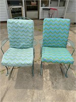 2 metal rocking chairs w/ cushions