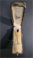 14K GOLD WITH SEED PEARL & LAPIS LAZULI STICK PIN