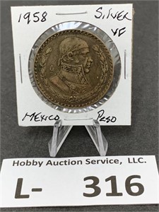 Silver Mexico Peso 1958
