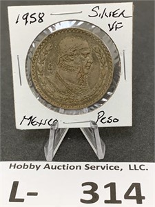 Silver Mexico Peso 1958