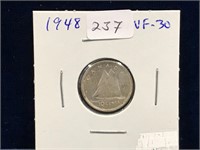 1948 Can Silver Ten Cent Piece  VF30
