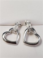 $50 Silver Cz Heart Earrings