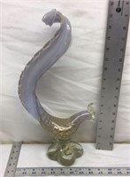 F12) TALL ART GLASS PHEASANT WITH OPALESCENT HEAD