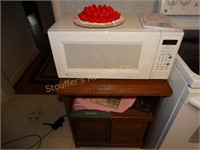 GE Microwave w/stand & contents