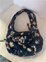 Leather Ladies Purse / Bag - Blue / Flowers